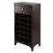 Contemporary Home Living 37.5" Dark Espresso Elegant Ancona Modular Rectangular Wine Cabinet with Drawer and 24-Bottle Storage
